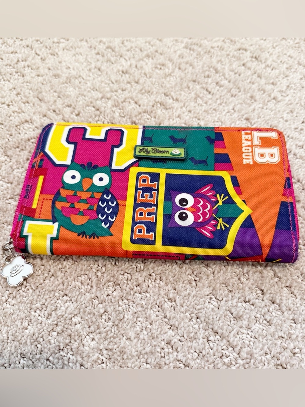 Lily Bloom Zip-Around Wallet Prep Cheer Owls College School Mirror Organizer